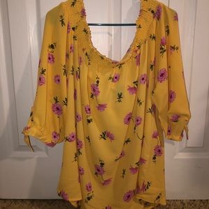 Flowy over the shoulder spring top